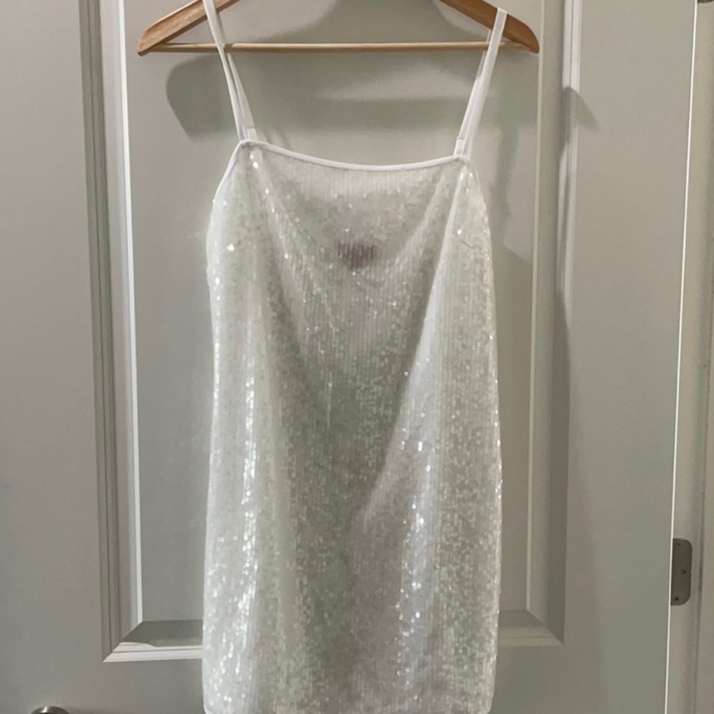EUC Staud like new without tags white sequins mini dress